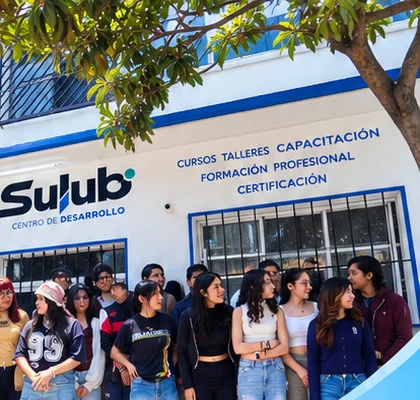 Alumnos de Centro Sulub frente a la sede en Iztacalco