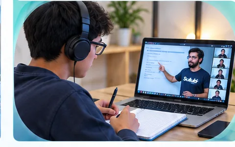 Alumno tomando clase online en vivo